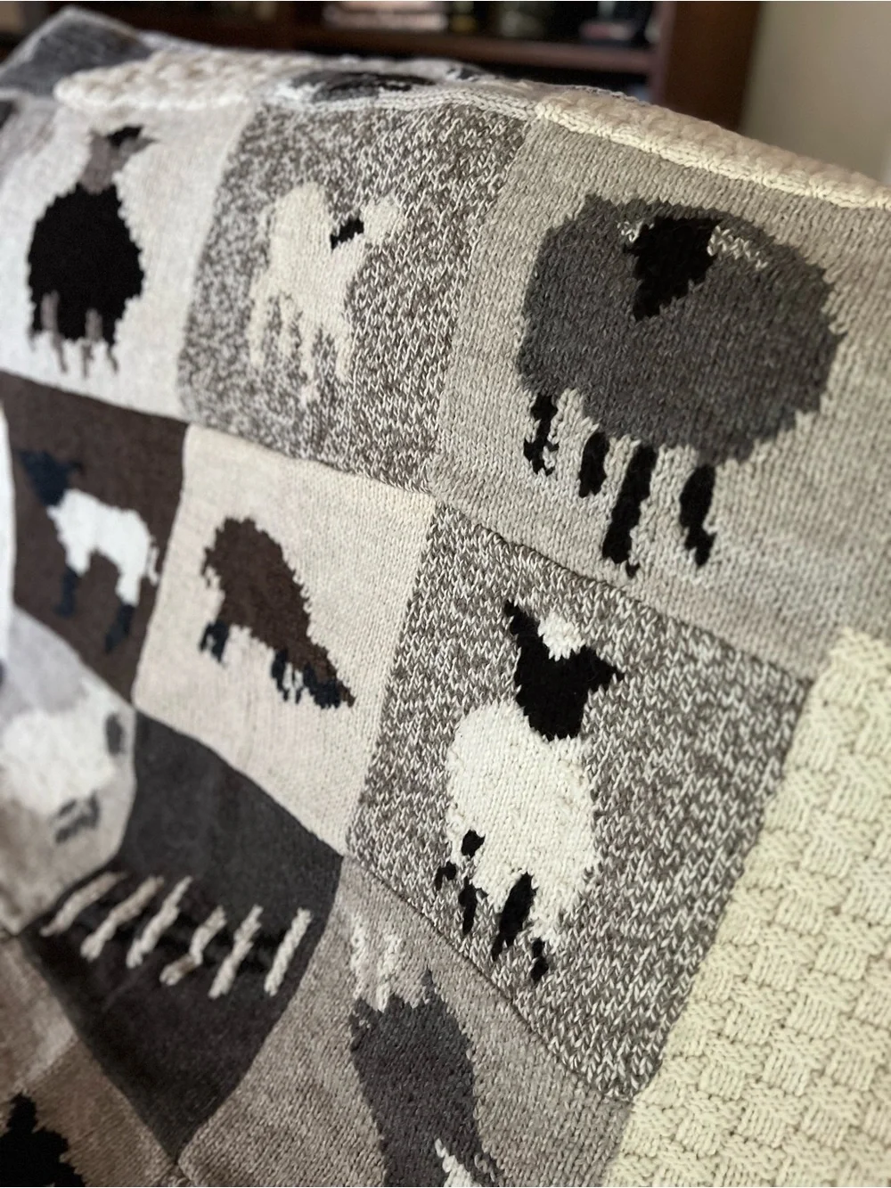 Handmade Sheep & Border Collie Wool Blanket/ Afghan Fleece Lined Peruvian Wool